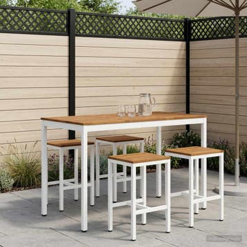 vidaXL Tuinbar Tafel Natuurlijk en Wit 141 x 80,5 x 105 cm, Verzenden, Nieuw