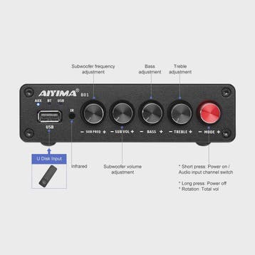 AIYIMA B01 2.1 Bluetooth Versterker TPA3116D2 - 100W HiFi Di, Verzenden, Nieuw