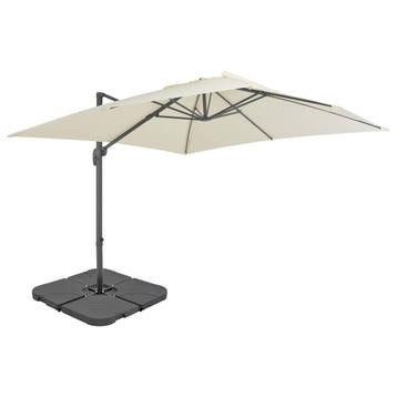 vidaXL Parasol met draagbare voet zandkleurig, Tuin en Terras, Verzenden, Nieuw, 3 tot 4 meter