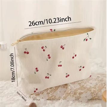 Make-up Tas Kersenprint – Corduroy Toilettas met Rits, Verzenden, Nieuw