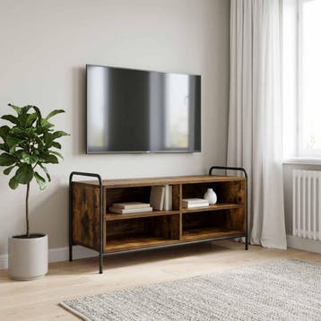 vidaXL Tv-meubel 140 x 39,5 x 50 cm Gerookt eiken Bewerkt, Minder dan 50 cm, Verzenden, Nieuw, Minder dan 100 cm