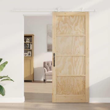 vidaXL Schuifdeur 86 x 211 cm Bewerkt hout Natuurlijk en Wit, Verzenden, Nieuw