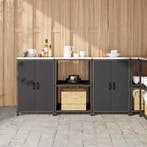 vidaXL Keukenopslag set met plank 3 pcs Zwart Koudgewalst, Verzenden, Nieuw, Zwart