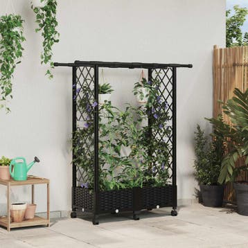vidaXL Verhoogd Bed met Trellis en Dak Zwart 122,5 x 40 x, Verzenden, Nieuw, Minder dan 60 cm, 60 cm of meer
