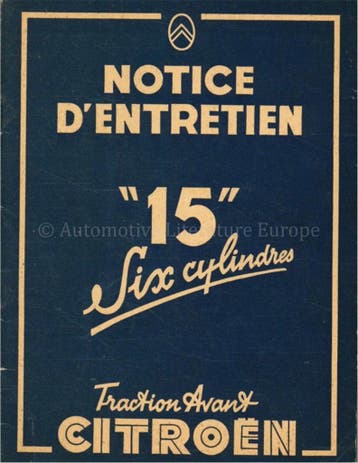 1947 CITROËN TRACTION AVANT INSTRUCTIEBOEKJE FRANS, Auto diversen