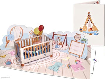Geboortekaart Schattige Babykamer met Ledikantje pop-up k..., Verzenden, Nieuw