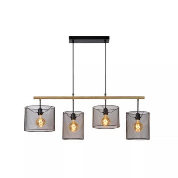 Lucide BASKETT - Hanglamp - 4xE27 - Zwart, Verzenden, Zo goed als nieuw, Metaal, Retro & Vintage