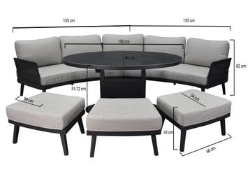 Primitivo hoek loungeset 6 delig verstelbaar antraciet, Ophalen of Verzenden, Nieuw, Aluminium
