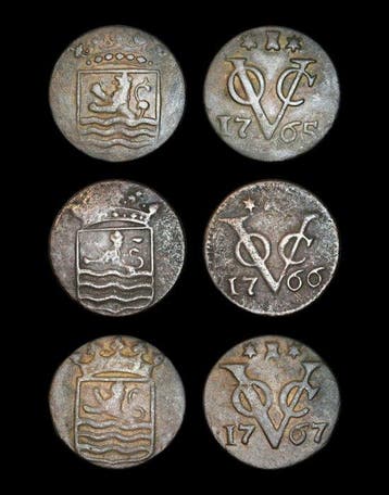 Nederlands-Indië. Duit VOC Zeeland 1765, 1766, 1767 Zeeland