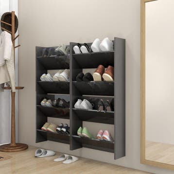 vidaXL Wandschoenenkasten 4 st 60x18x60 cm hout hoogglans, Verzenden, Nieuw