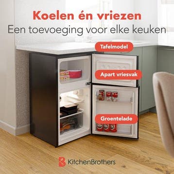 2dekans | KitchenBrothers Koelkast - 61L Koelvak - 24L, Ophalen of Verzenden, Zo goed als nieuw