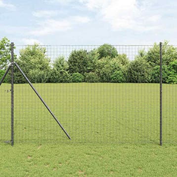 vidaXL ingegraven hekpalen 52 st Grijs Gepoedercoat staal, Verzenden, Nieuw