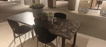 Showmodel Tafel 210 x 80 cm marmerlook HPL, Ophalen, Kunststof, 100 tot 150 cm, Nieuw