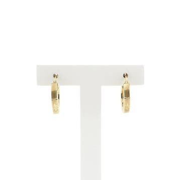 Gematteerd gouden oorringen met diamantslijpsel | 16.7 mm, Ophalen of Verzenden, Gebruikt, Goud, Goud