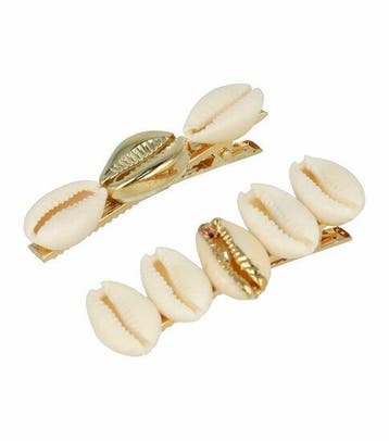 Haarspeld Duckklemmen 6cm – Schelpen – Goud Creme – Set van, Nieuw