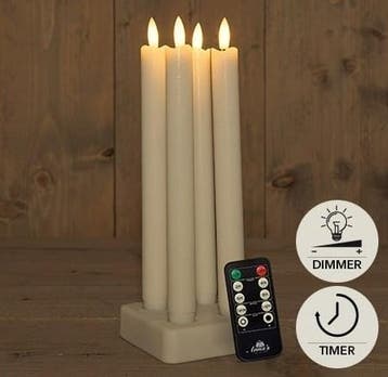 Ledkaarsenset wax 3d oplaadbaar ivoor met afstandsbediening, Ophalen of Verzenden, Nieuw