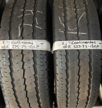 2x225-75-16C Continental Zomer 2x5m €50 Per band 225 75 16C, Ophalen, 16 inch, Band(en), Bestelwagen