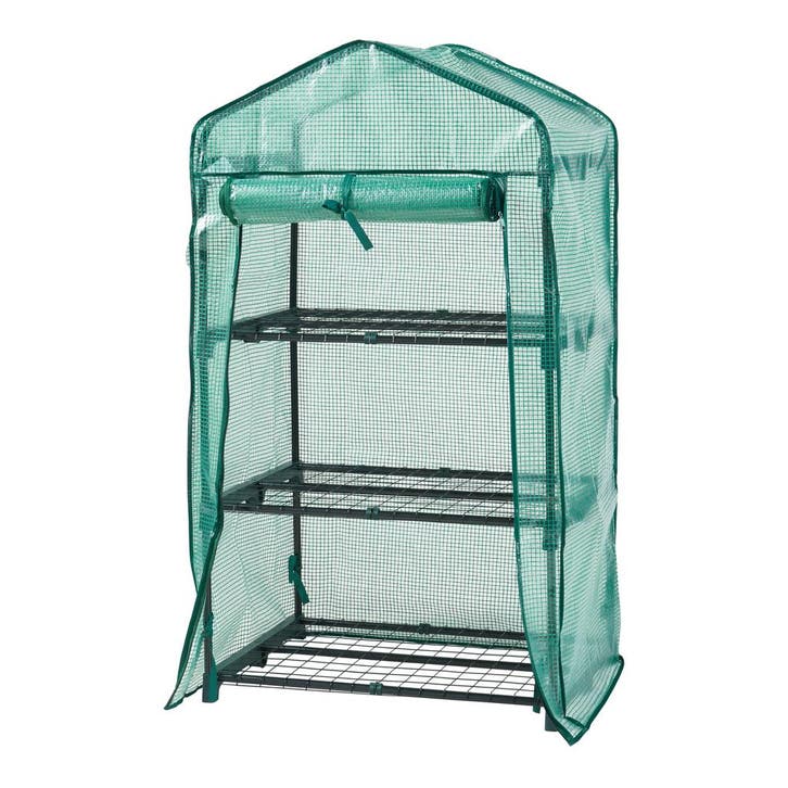 [en.casa] Tuinkas Chaam foliekas 125x69x49 cm groen, Tuin en Terras, Tuinhuizen, Verzenden