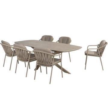 Manitoba Prado dining tuinset 240x105xH75 cm 7 delig latte, Ophalen of Verzenden, Nieuw