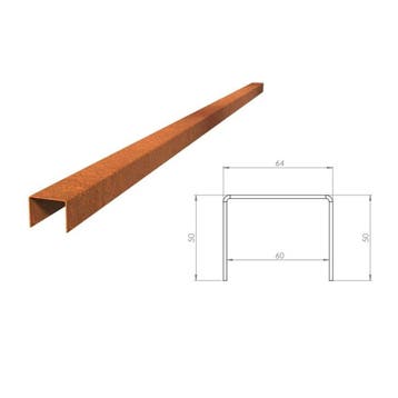 Cortenstaal u-profiel 230x6,4x5cm, Overige materialen, Minder dan 25 cm, Border, Minder dan 25 cm