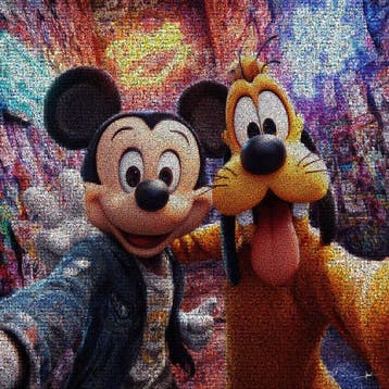 David Law - Crypto Mickey & Pluto - Selfie - Format XL 60x60, Antiek en Kunst
