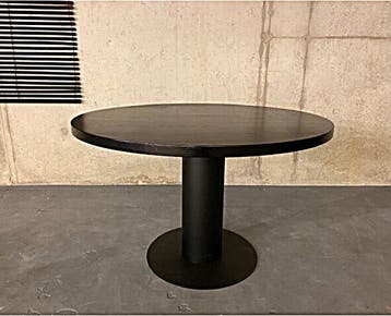 Eettafel Essenhout Rond met Kolompoot | Zwart-140 cm, Ophalen of Verzenden, Nieuw