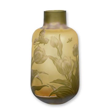 A CAMEO GLASS VASE TULIP (Beeldjes - Decoratie, Interieur), Verzenden, Nieuw