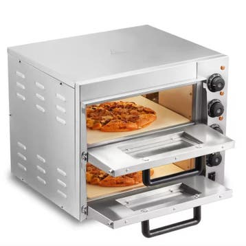 Dubbele Pizza Oven 14 inch RVS met Pizzasteen Timer, Verzenden, Nieuw