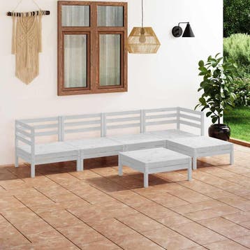 vidaXL 6-delige Loungeset massief grenenhout wit, Verzenden, Nieuw, Loungeset