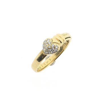 Gouden Claddagh ring met diamanten; 0,085 ct., Sieraden, Tassen en Uiterlijk, Gebruikt, Ophalen of Verzenden, Kleiner dan 17, Met edelsteen