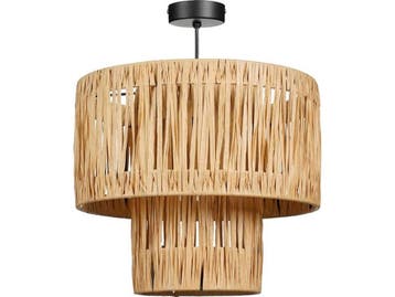 Mica Decorations Elisa Hanglamp - H30 x Ø35 cm - Raffia -, Huis en Inrichting, Verzenden, Nieuw