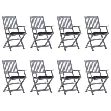 vidaXL Tuinstoelen 8 st inklapbaar met kussens massief, Tuin en Terras, Tuinstoelen, Verzenden, Nieuw, Hout