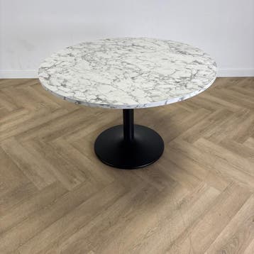 ronde vergadertafel / eetkamertafel Ø 120 cm, zwart - marmer, Ophalen of Verzenden, Gebruikt, Bureau