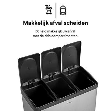 2dekans | Homra Maxer Pedaalemmer 60 Liter - RVS Prullenbak, Ophalen of Verzenden, Zo goed als nieuw