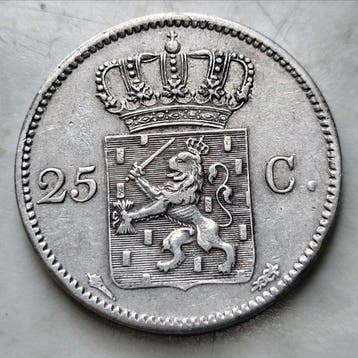 Nederland. Willem I. 25 Cent 1825 Utrecht (Zonder