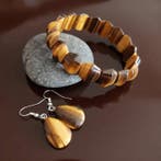 Tijgeroog-set — Armband & Oorbellen. Natuursteen zonder