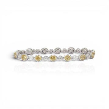 Armband - 18 karaat Witgoud - 13.64ct. tw. Geel Diamant, Nieuw