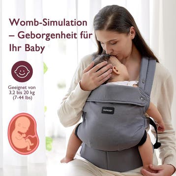 Draagzak - Baby carrier - Babydrager - 3,2-20 kg - Grijs - M, Verzenden, Zo goed als nieuw