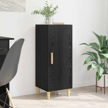 vidaXL Dressoir Zwart Eiken 34,5 x 34 x 90 cm Bewerkt hout, Verzenden, Nieuw, Overige houtsoorten, Minder dan 50 cm