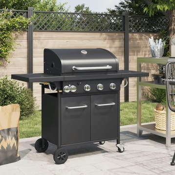 vidaXL Gasbarbecue met 5 branders gepoedercoat staal zwart, Verzenden, Nieuw