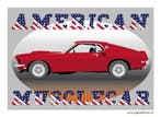 American Muscle Car. Wandbord van een Ford Mustang, Verzenden, Nieuw
