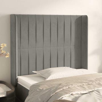 vidaXL Hoofdbord met randen 103x16x118/128 cm fluweel, Verzenden, Nieuw, Grijs, Stof