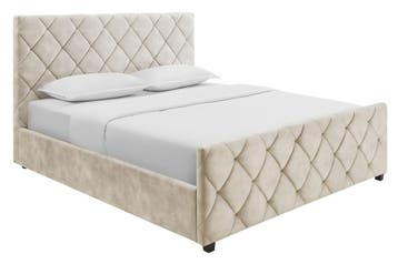 Bed ELYSIUM 140x200cm met opbergruimte fluweel champagne, Ophalen of Verzenden, Nieuw