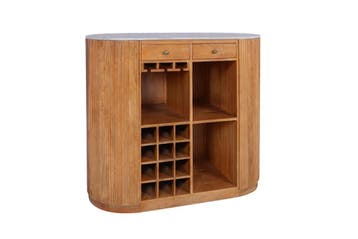 Bartafel TRES CHIC 120cm mangohout naturel met wit marmeren, Huis en Inrichting, Tafels | Eettafels, Ophalen of Verzenden, Nieuw