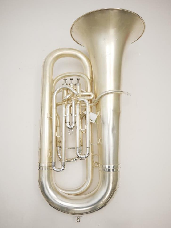 Bes Bas Besson New Standard verzilverd Gecompenseerd, Muziek en Instrumenten, Blaasinstrumenten | Tuba's, Gebruikt, Ophalen of Verzenden
