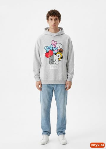 BT21 Hoodies Heren maat M Light Grey Vintage, Ophalen of Verzenden, Nieuw, BT21