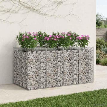 vidaXL Gabion Verhoogd Bed 2 st 200 x 100 x 100 cm zilver, Verzenden, Nieuw, IJzer