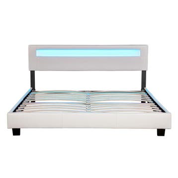 Gestoffeerd Bed Paris - 180 x 200 cm - Wit - LED Verlichting, Huis en Inrichting, Verzenden, Nieuw