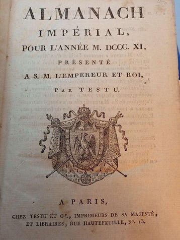 chez Testu Imprimeur de sa Majesté - Almanach impérial pour