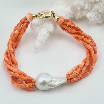 Koraal - Zilver, Verguld - Armband - CORALLO CERASUOLO, Nieuw